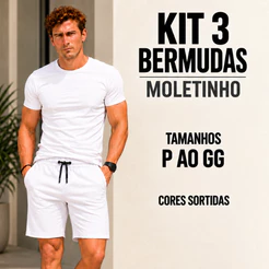 Kit 3 Bermuda Shorts Masculinas Moletinho Moletom Academia Treino Confortável Dia a Dia Casual Com Bolso