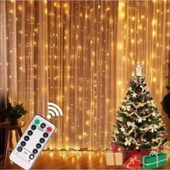 Cortina De Led 300 Leds 3x3 Luzes Natal Decoração Festas Casamentos Branco Quente HWN-XC6