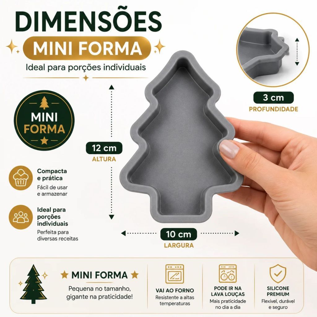 Forma de Mini Bolo em Silicone Árvore de Natal 12cm — imagem 2 de 2
