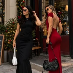 Vestido Longo Sensual Costas Nua Moda Gringa Vestido Decote Nas Costas Justo ao Corpo