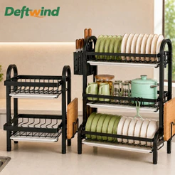 Escorredor de Louças 2/3 Andares Aço Carbono 42/55cm com Bandeja Porta-Talheres e Porta-Tábuas