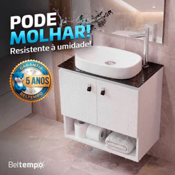 Gabinete Banheiro Aço Galvanizado Suspenso Com Cuba de Apoio 60x36 Zeus Beltempo