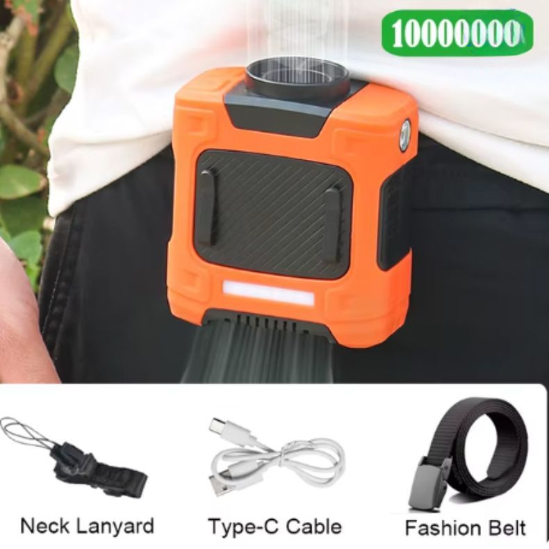 Ventilador 2 em 1 USB e Power Bank 10000mAh – Cintura ou Pescoço, Potente e Conveniente