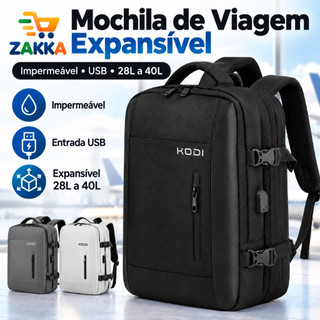 Mochila de Viagem Impermeável - Espaço Expansível, Compartimentos Separados, USB Integrado e Divisórias para Notebook Q7