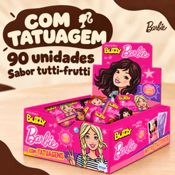 Chiclete Barbie Tutti Frutti C/90 Unidades Buzzy Riclan
