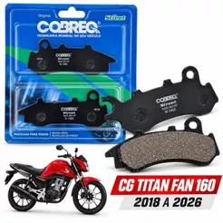 Pastilha Freio Dianteiro Cg Fan Titan 160 2018 2019 2020 2021 2022 2023 2024 A 2026 ORIGINAL COBREQ