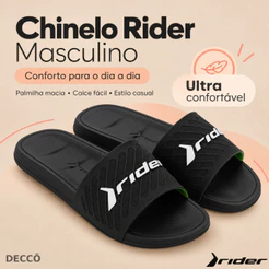 Chinelo Rider Modelo Slide Free II Masculino Casual Ultra Confortável Sandália Anatômico Adulto