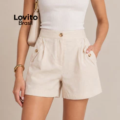 Lovito Shorts Alfaiataria com Bolso Frente Moda Feminina STB21422172