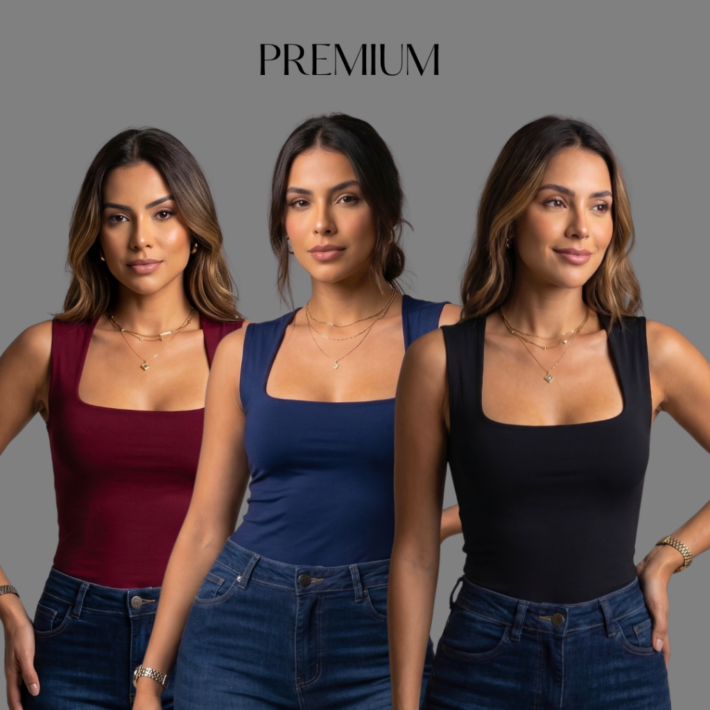 BLUSINHA REGATA BÁSICA NO TECIDO POLIAMIDA MODERNA COM DECOTE QUADRADO