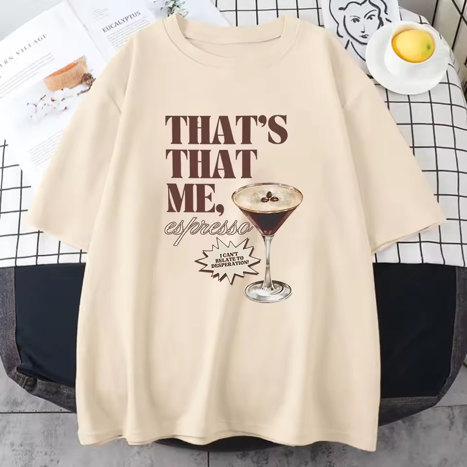 Camiseta Basica e OVERSIZED Espresso Álbum Short n' Sweet Drink Vintage Y2k Cantora Pop Sabrina Carpenter em Oferta na Shopee