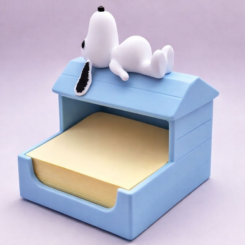 porta post-it snoopy, organizador de mesa (3D 7,5 X 7,5).