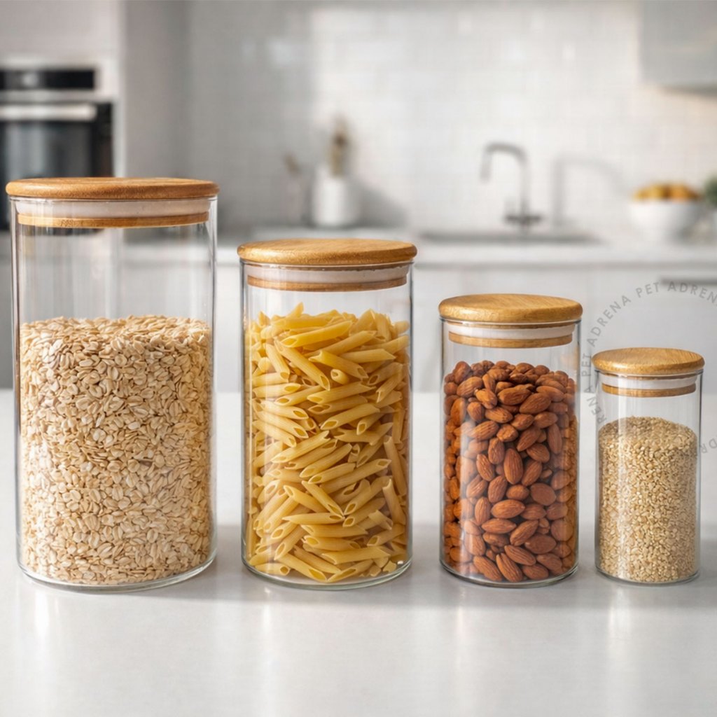 Kit 4 Potes de Vidro Hermético com Tampa de Bambu Temperos e Alimentos Redondos em Oferta na Shopee