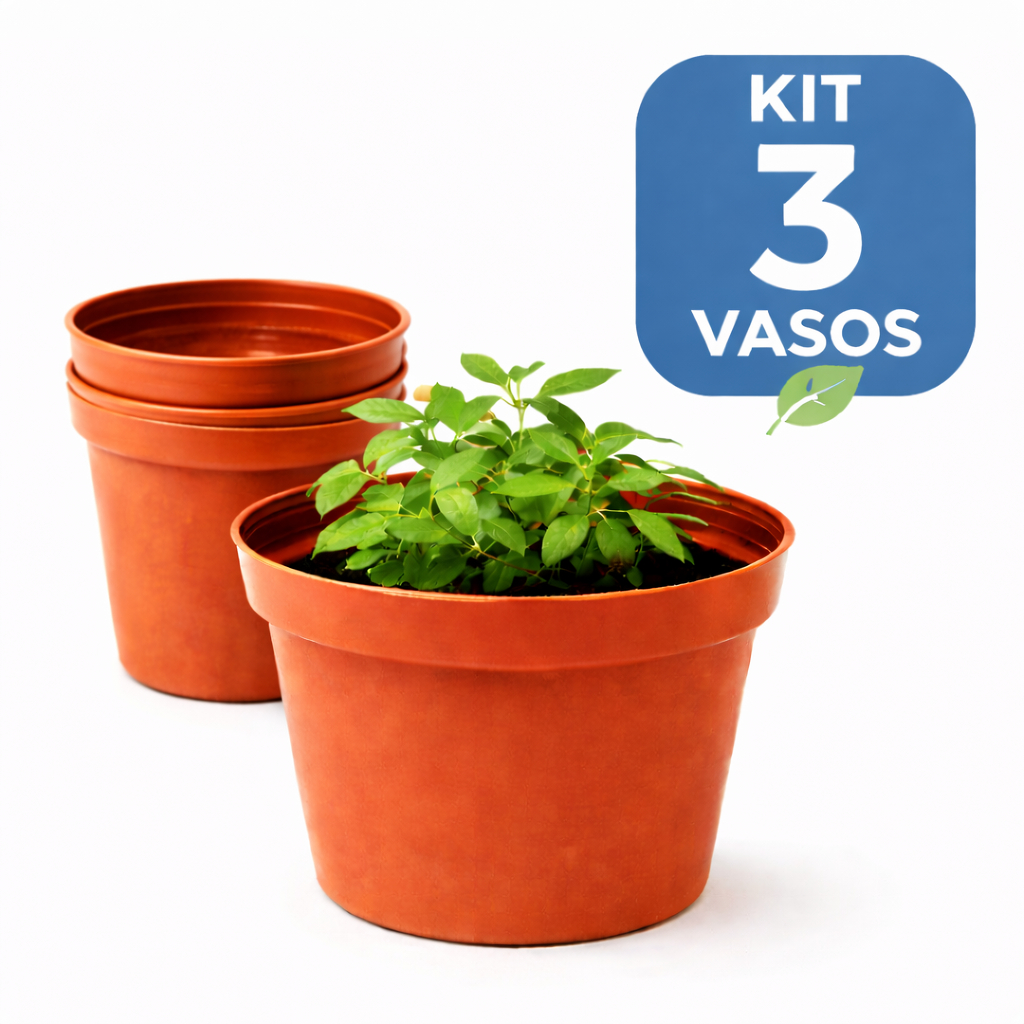 Kit 3 Und Vaso - Floreira Jardineira Preta 400ml RESISTENTE Horta Mudas Cactos Suculentas Ervas