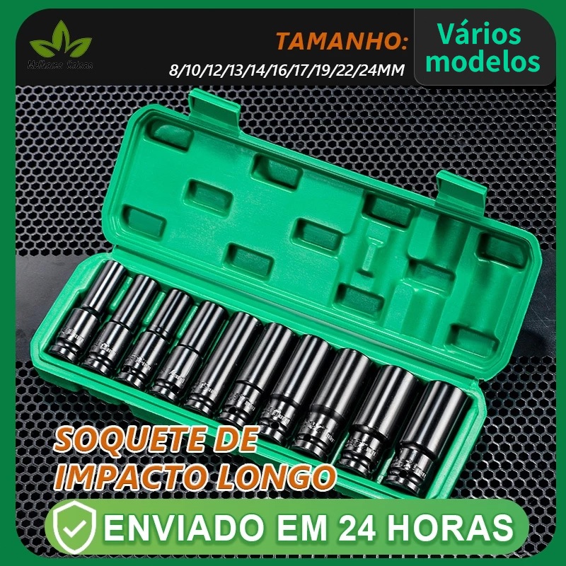 Jogo de soquetes de impacto longo Black Deep Box Tool Set 8mm - 24mm em Oferta na Shopee
