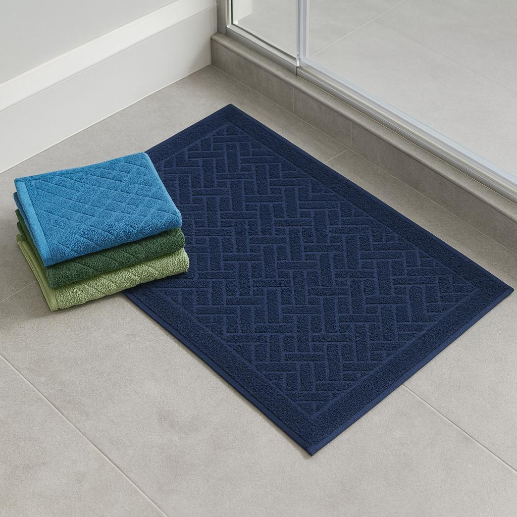Kit 2 Toalha De Piso Premium Saida de Banho 100% Algodão Tapete Felpudo Macia Absorvente Hotel 40x75cm atoalhado