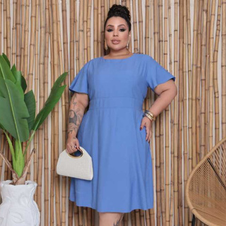 Vestido Feminino  Plus Size  Evangélico Sensorial Premium Forrado com Manga Elegante com Lastex nas costas G1 e G2 em Oferta na Shopee