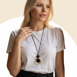 Colar Preto Argola Feminino Dourada Acessório Moderno Sofisticado Elegante em Oferta na Shopee