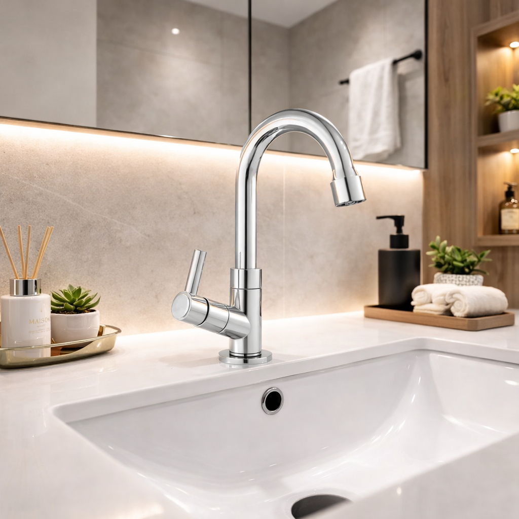 Torneira De Banheiro Lavatório Lavabo Cuba Bancada 1/4 De Volta Cromada Premium em Oferta na Shopee