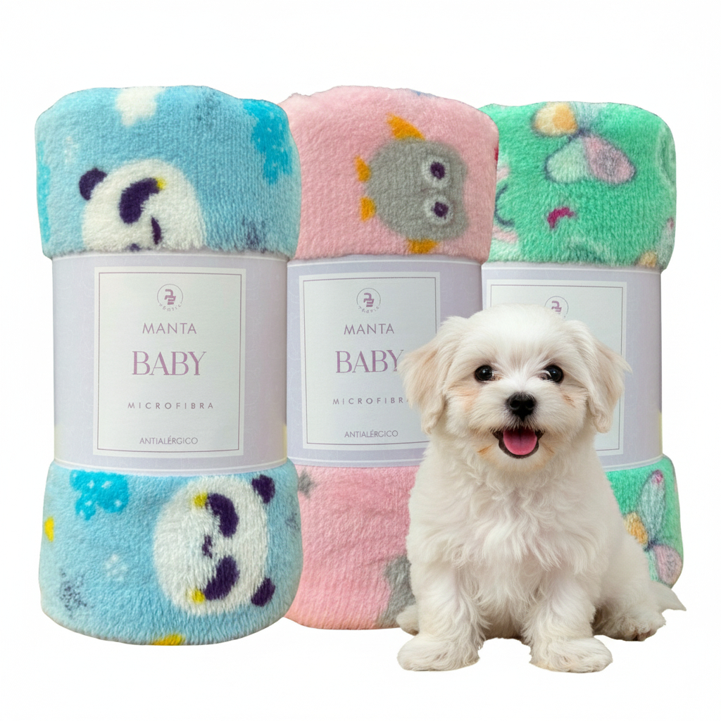 3 Manta Mantinha Pet Cobertor/Coberta Microfibra Soft Estampado/Quente/Cachorro/Gato 70x95cm