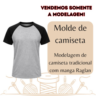 Molde de camiseta manga raglan, Modelagem de camiseta manga raglan em papel semi kraft