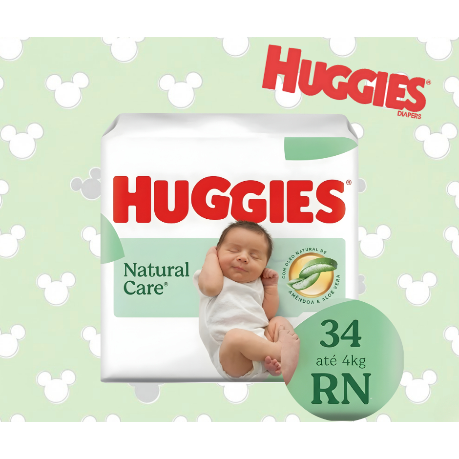Fralda Huggies RN Natural Care 34 un - Envio Imediato