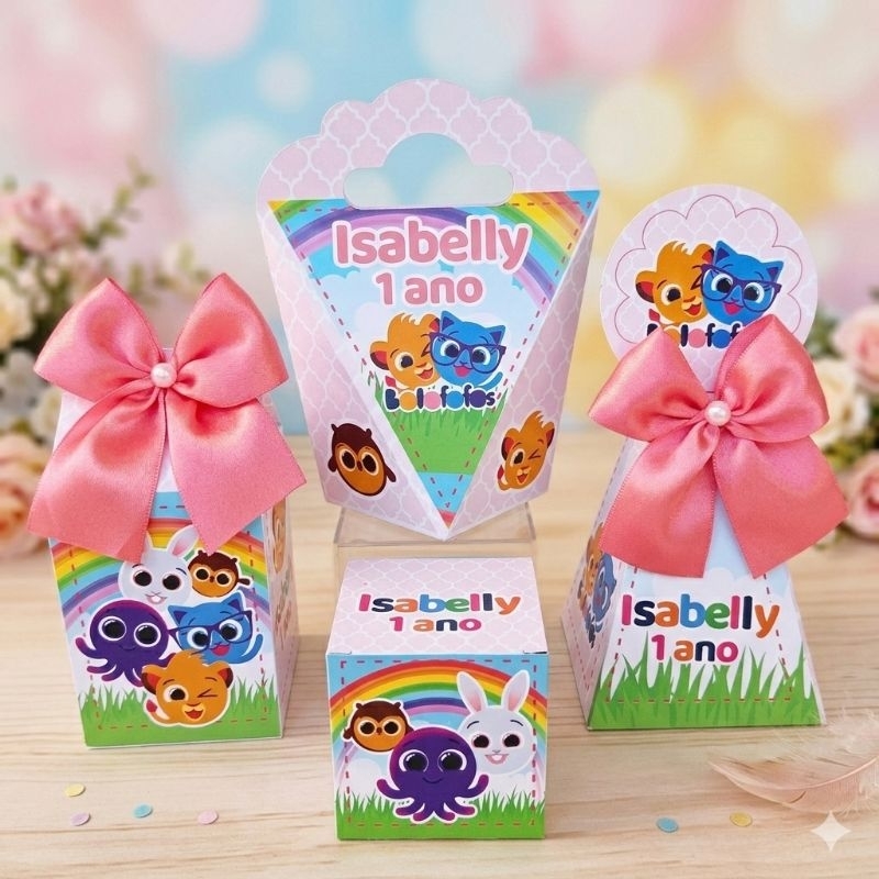 PEGUE E MONTE - Kit Caixas Bolofofos Rosa - Personalizados - Lembrancinhas - Festa - Aniversário - Decoração