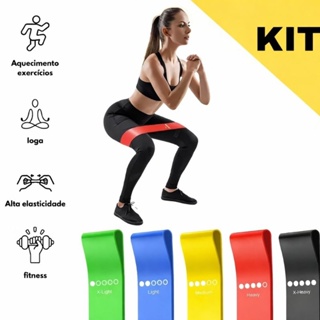 Kit 5 Faixas Elástica Para Treino Em Casa Academia Super Mini Band em Oferta na Shopee