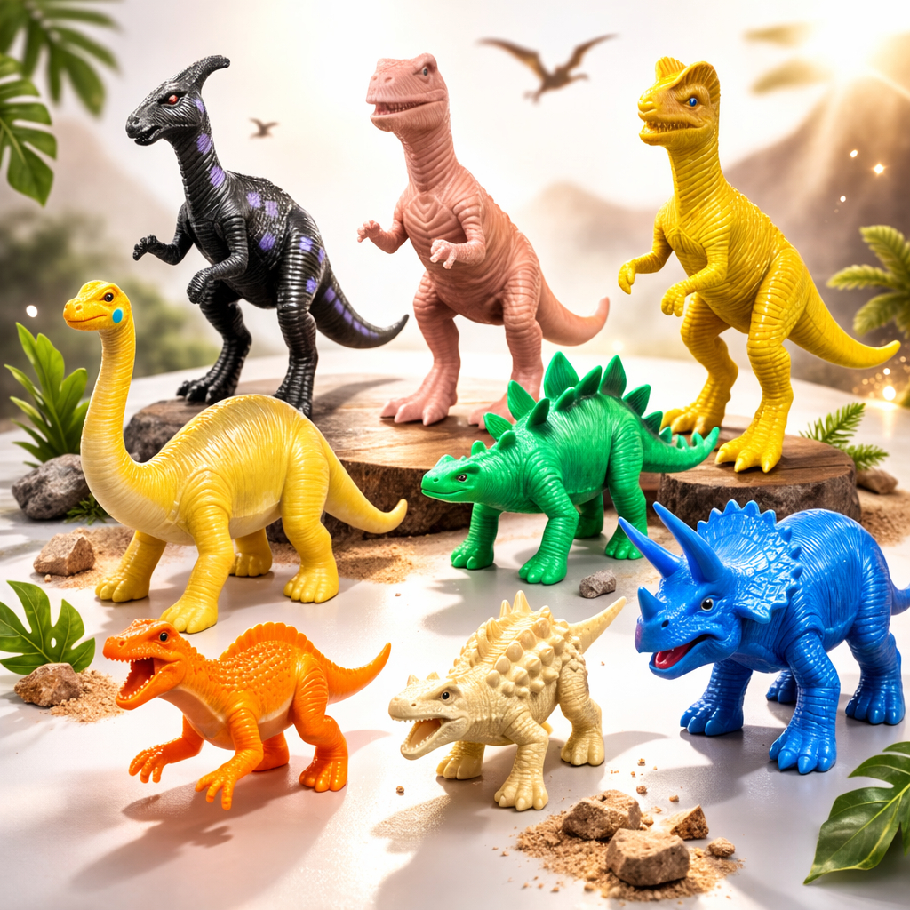 Kit 8 Dinossauro De Borracha Brinquedo Menino Natal
