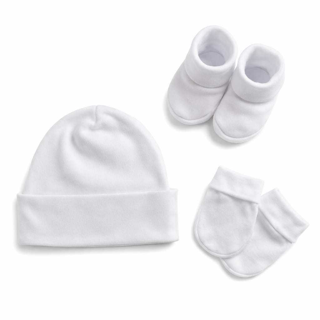 Kit Recém Nascido Bebê Touca Luva E Sapatinho Algodão Macio Enxoval Maternidade Kit Recém Nascido Bebê Touca Luva E Sapatinho Algodão Macio Enxoval Maternidade