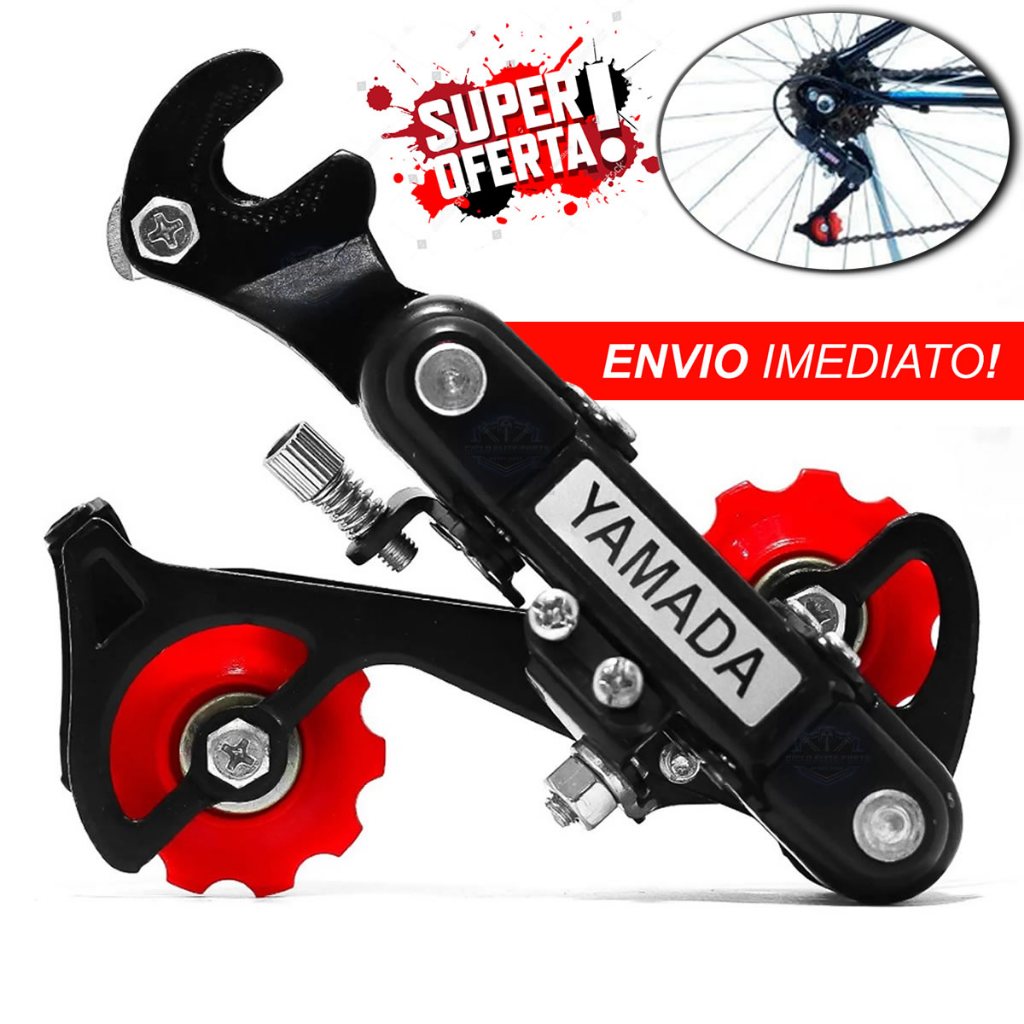 Câmbio Traseiro Yamada H40 6v 7v 18v com Gancheira Preto Bike MTB Urbano Paco 6 Velocidades