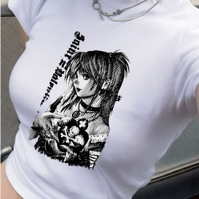 Camiseta Camisa Blusa Blusinha Babylook Babytee Elastano Confortável Estilosa Y2K com Gráfico Anime