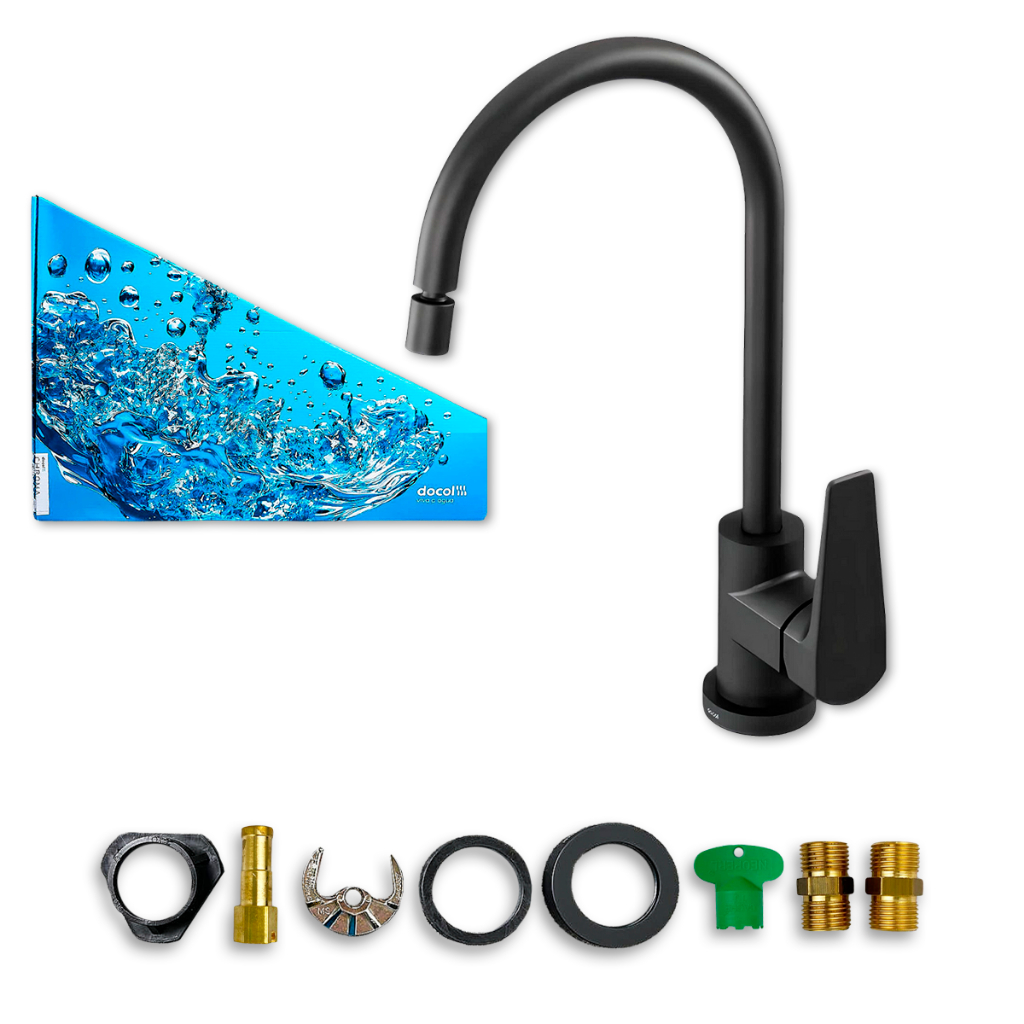 Misturador Monocomando Cozinha Docol ME Lift Onix Bica Giratória Mesa Torneira Agua Quente e Fria