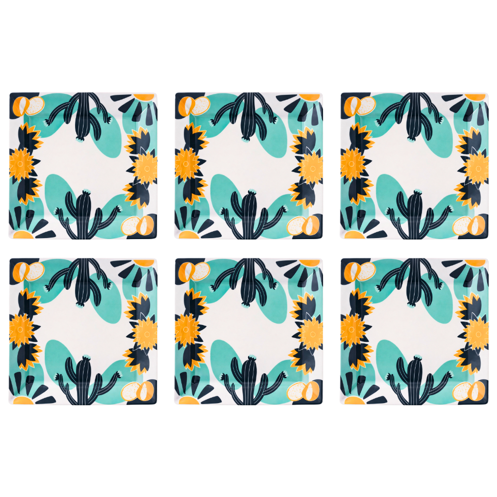 Jogo 6 Pratos Raso de Jantar Oxford Quartier Mandacaru Louça Decorativa Nordestina - 126413