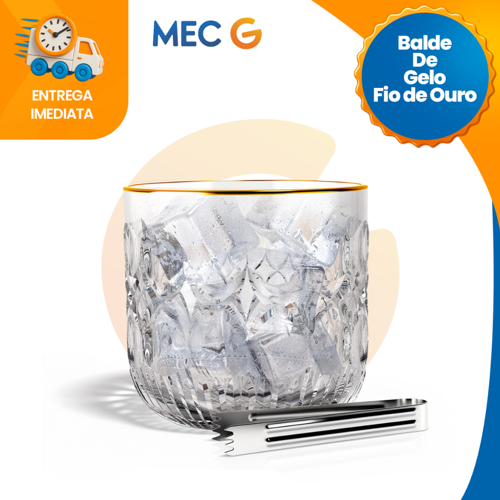 Balde de Gelo de Vidro com Pegador Pinça Sofiscado Luxo 13x13x15cm Mek em Oferta na Shopee