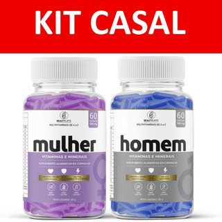 Kit Casal Multivitamínico MULHER + Multivitamínico HOMEM de A a Z  - 60 caps. 500mg Beauty Liffe