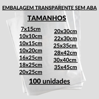 100un Saco Transparente Sem Aba Plástico Cristal Embalagem Roupa Qualidade Várias Medidas em Oferta na Shopee