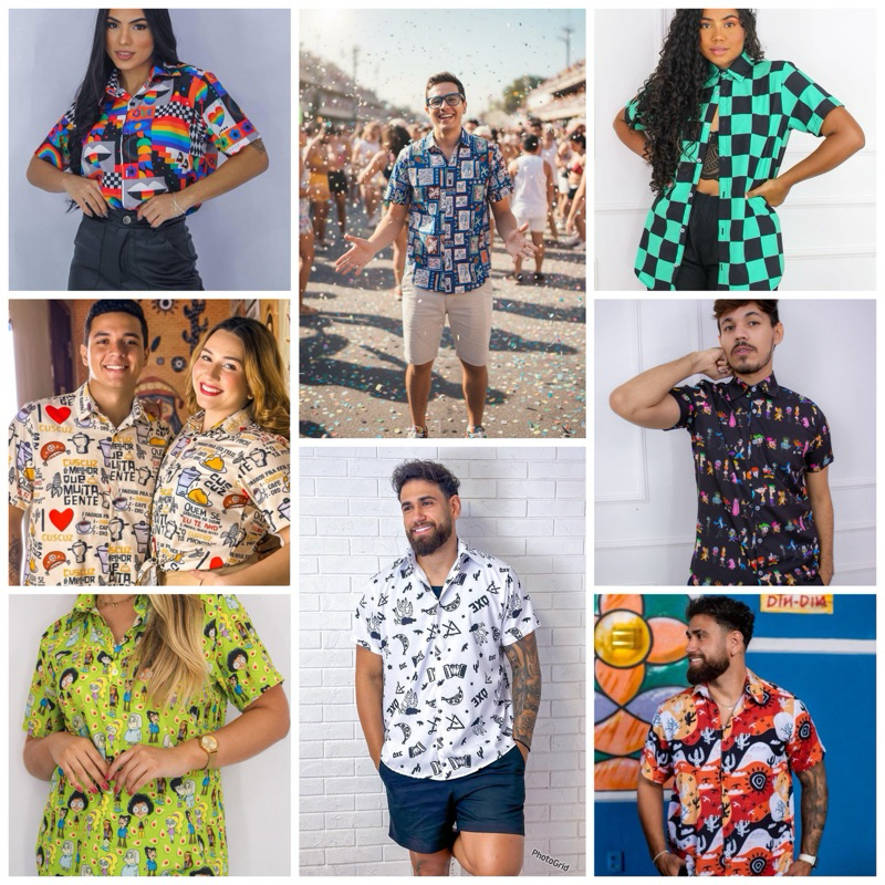 Camisaria camisa social botões estampas diversas unissex