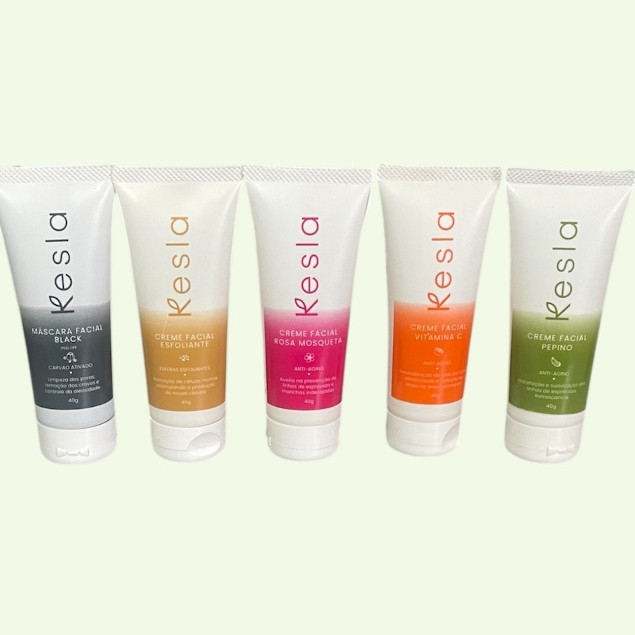 Kit com 5 Produtos Skincare - Vit. C , Pepino, Rosa Mosqueta, Esfoliante e Masc. Black