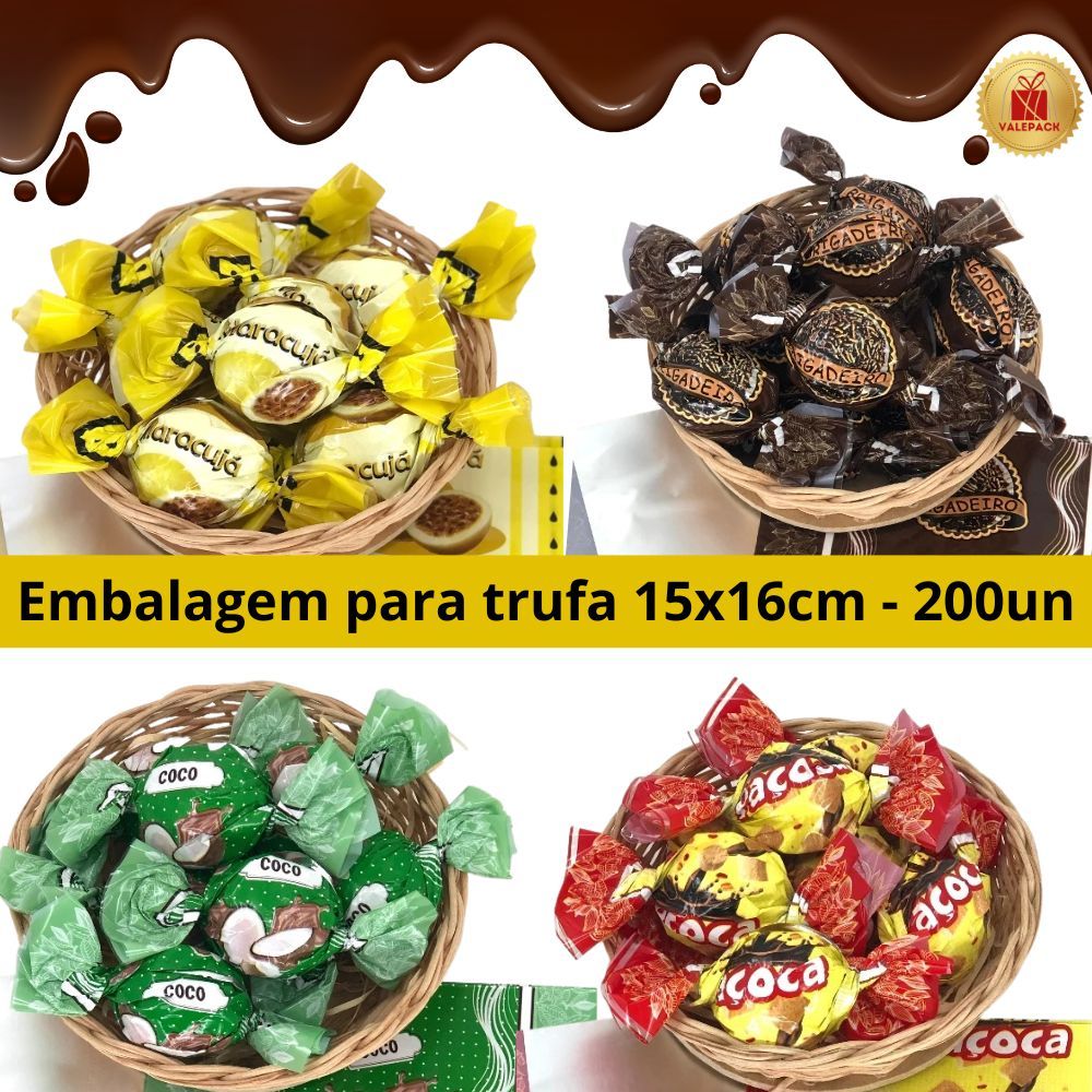 Embalagem para trufa 15x16cm 200 unidades