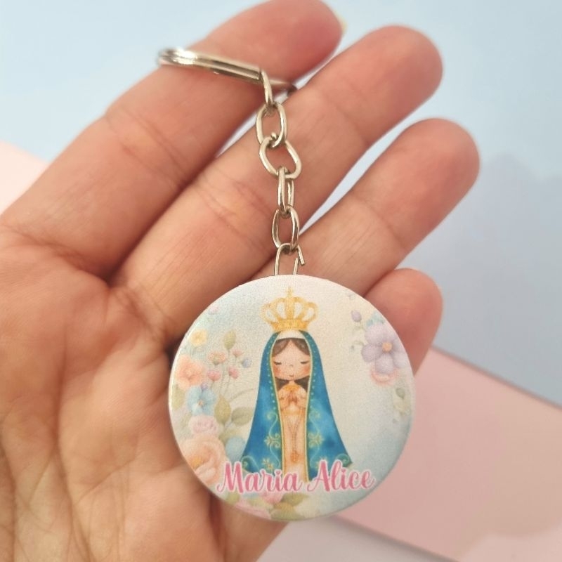 ENVIO RAPIDO kit Lembrancinha Maternidade Nossa Senhora Aparecida Chaveiro Personalizado Nome bebê Lembrança Nascimento