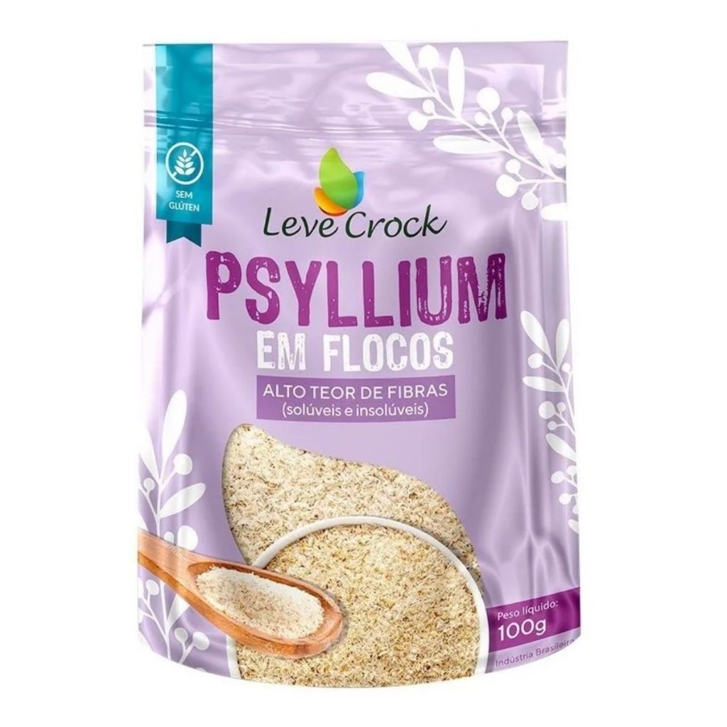 Psyllium Premium Em Flocos Fibras Leve Croc Sem Glúten 100g