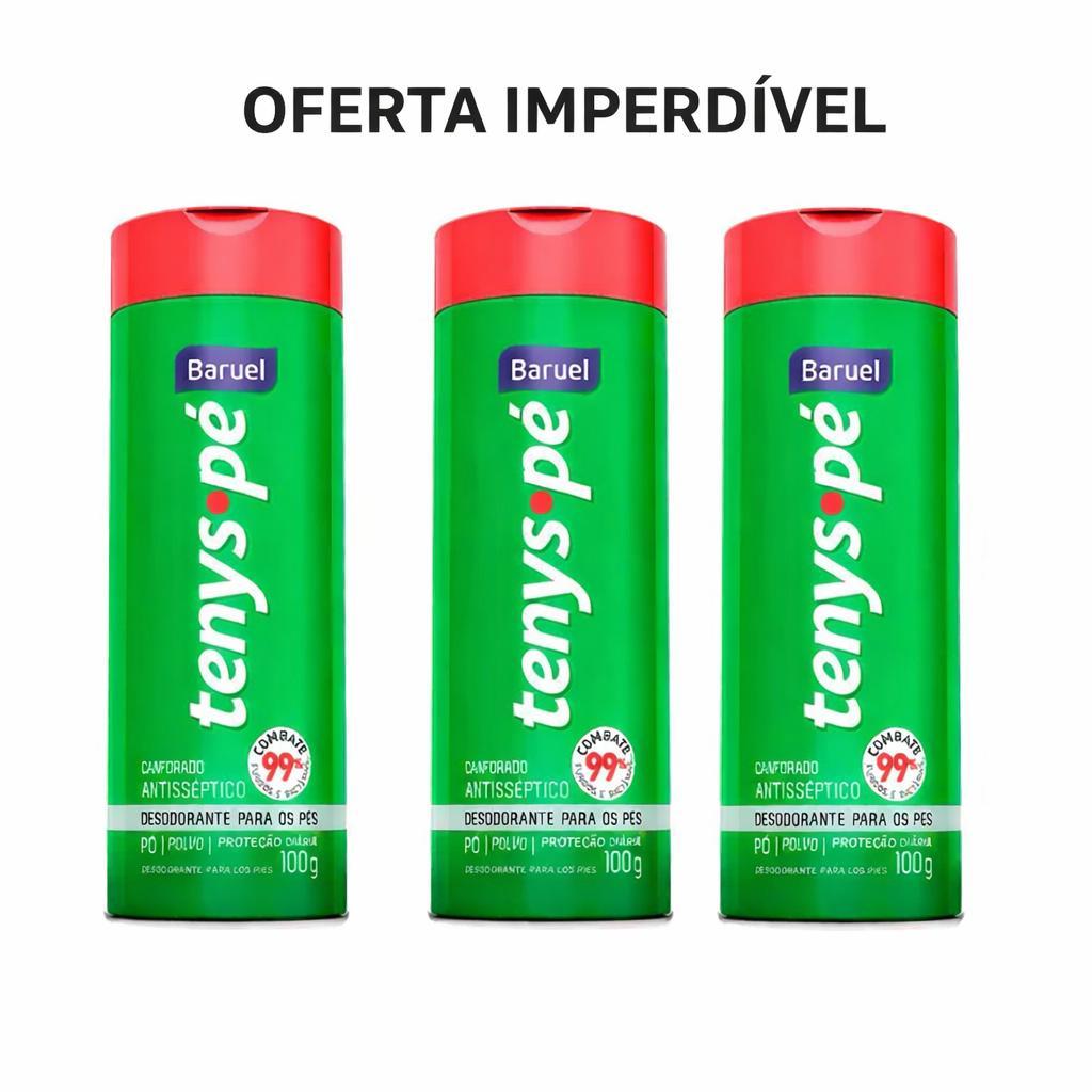Tenys Pe Baruel Talco Pó Canforado 100g -  Kit com 3.