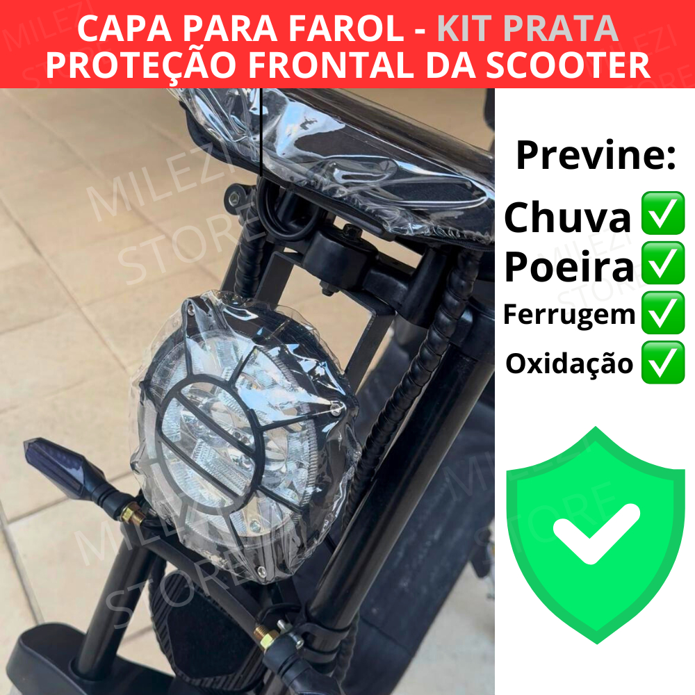 Capa Protetora Farol Scooter Elétrica - Contra Chuva e Oxidação