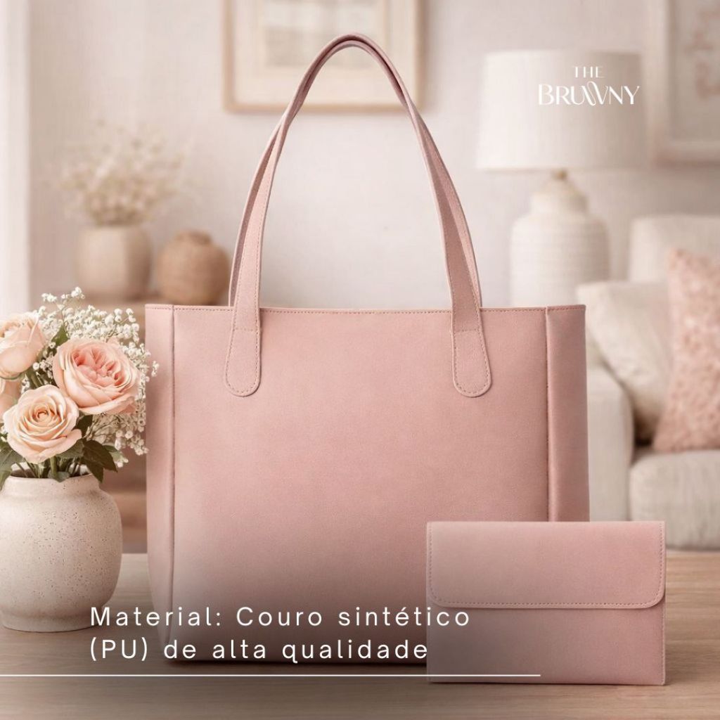 Bolsa Sacola Feminina Shopper Grande + Carteira Pequena Couro Sintético Elegante — imagem 2 de 2