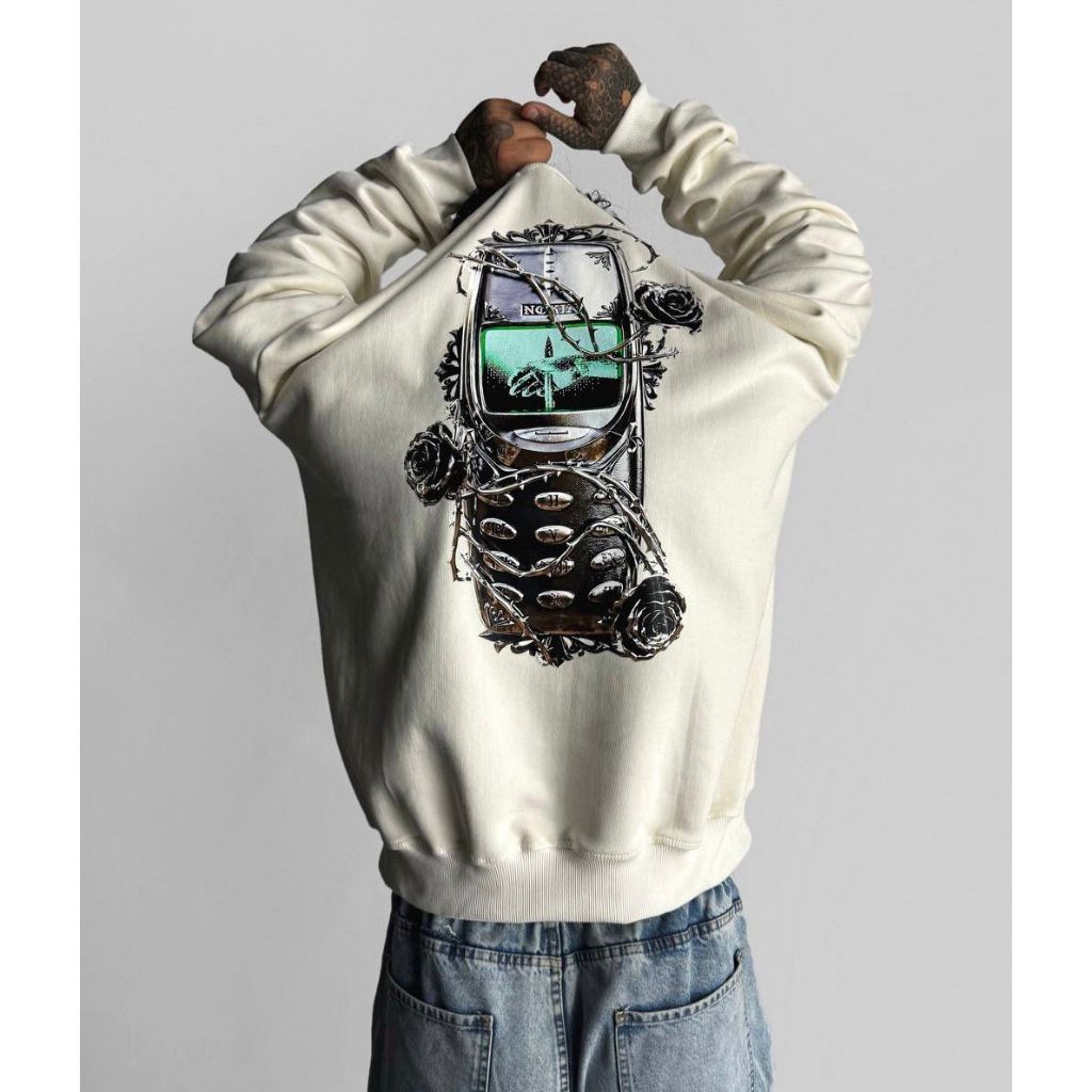 Moletom Careca 3 Cabos Aftersoul Vintage Phone Roses Unissex Plus Size P ao G3