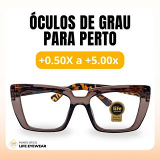 Óculos Quadrado Marília Grau +0,50 a +5,00 Feminino Leitura Hipermetropia Preto Transparente Tartaruga em Oferta na Shopee