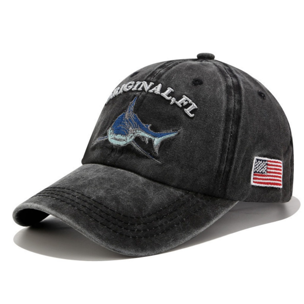 Boné Vintage Tubarão Bandeira Estados Unidos Modelo Retrô para Dia a Dia Esporte e Lazer