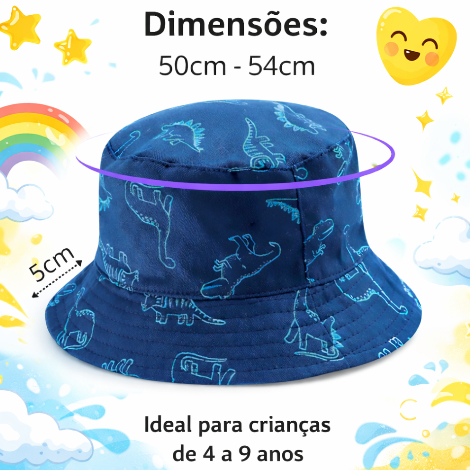 Chapéu de Dinossauro praia Infantil UV Bucket Infantil Menino Chapéu de praia masculino com Cordinha