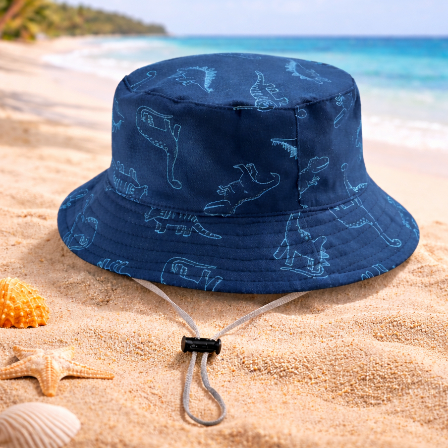 Chapéu de Dinossauro praia Infantil UV Bucket Infantil Menino Chapéu de praia masculino com Cordinha em Oferta na Shopee