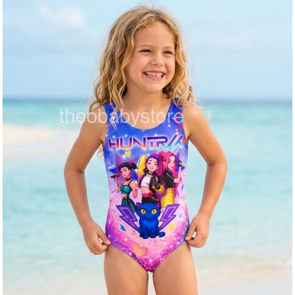 Body Infantil Guerreiras K pop Huntrix Maiô Blogueirinha 2 Ao 8 Tema Hunters Kpop Personagens Anime Regata Verão Praia
